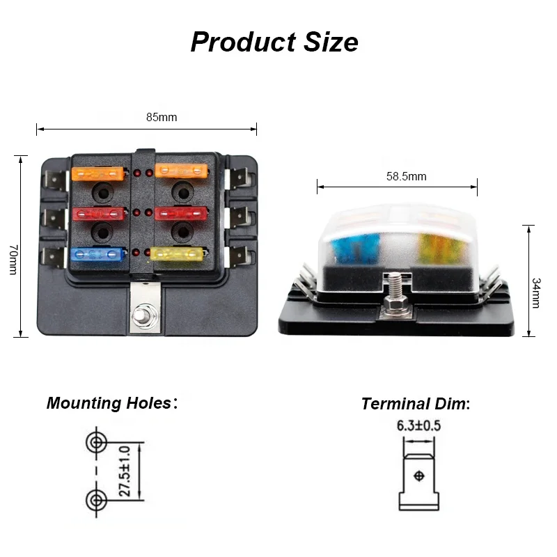 6 Way Blade Fuse Box mit LED-Licht Anzeige & Schutz Abdeckung Halter Standard Schaltung Sicherung Halter Box Block für auto Boot