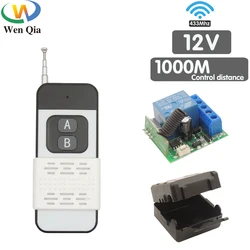 Interruptor de luz inalámbrico de 433 Mhz, Control remoto, 1000 metros de distancia, 12V, 1 canal, módulo receptor de relé, Control para puerta de cerradura electrónica