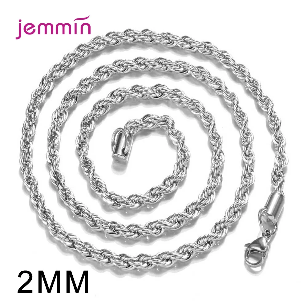 

Hot sale 16"-30" 925 Silver Color Necklace 2/3/4mm Width Neck Chain Twisted Rope Shining Chain Men Women Neck Accessories