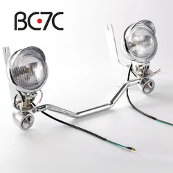 Motorcycle Chrome Front Spotlight Passing Lamp Mount Fog Light Bar Motorbike Black Bracket Bar Turn Signal For Harley