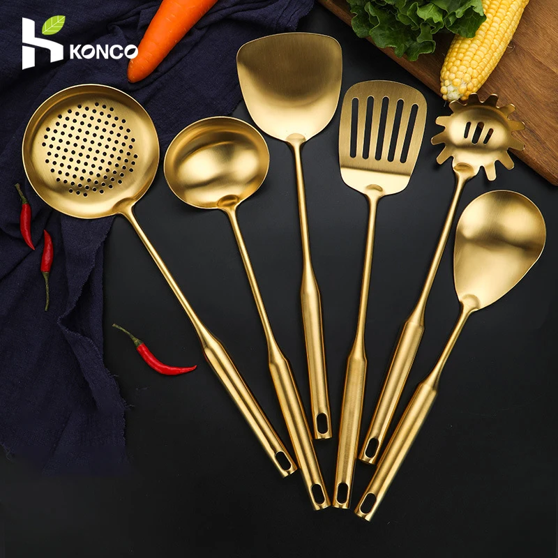 

Konco Kitchenware Set 304 Stainless Steel Cooking Utensils Spoon Shovel Soup Colander Spatula Cookware Kitchen Cooking Tool