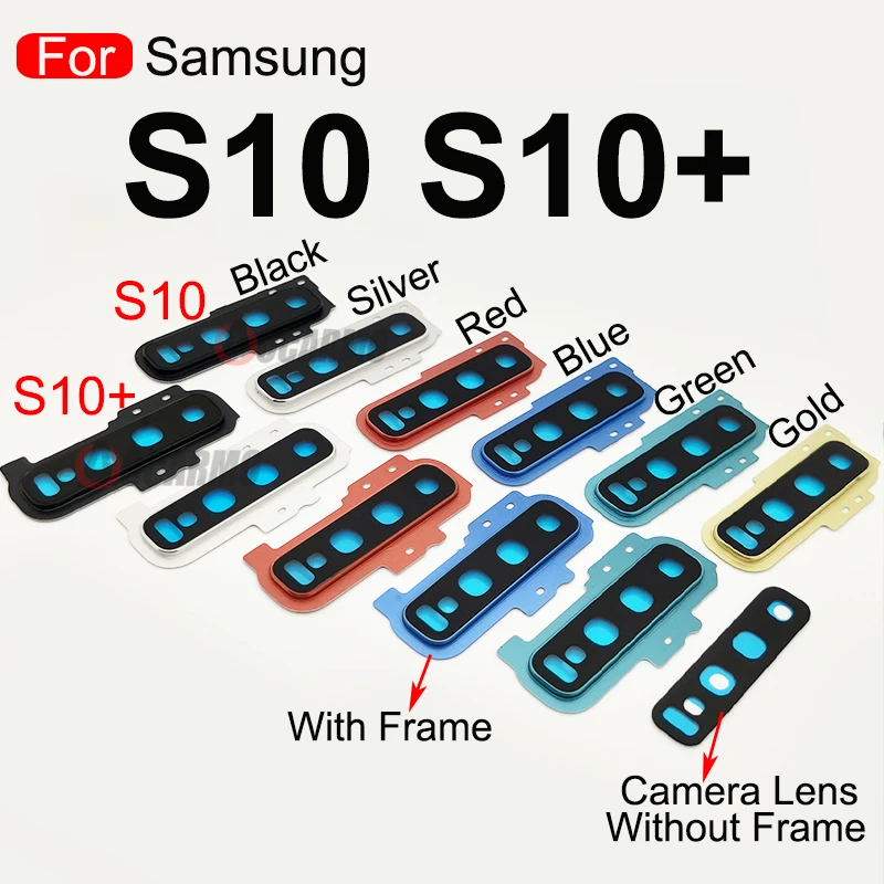 Back Camera Lens Frame For Samsung S10 Plus S10+  Rear Camera Lens With Sticker Replacement Part