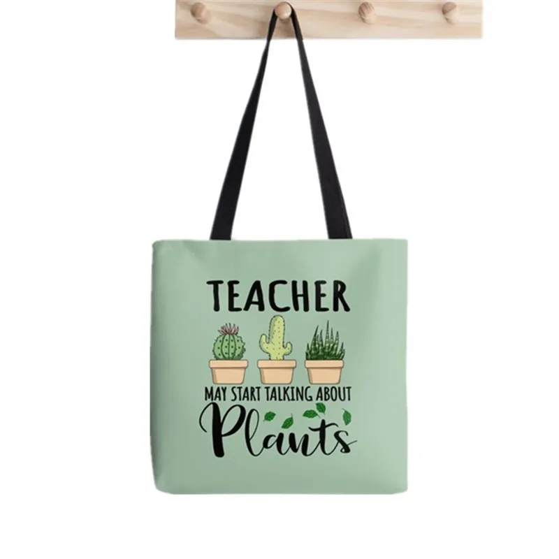 Shopper Teacher Fueled By Beer Printed Tote Bag women Harajuku shopper Funny handbag girl Shoulder shopping  Lady Canvas Bag