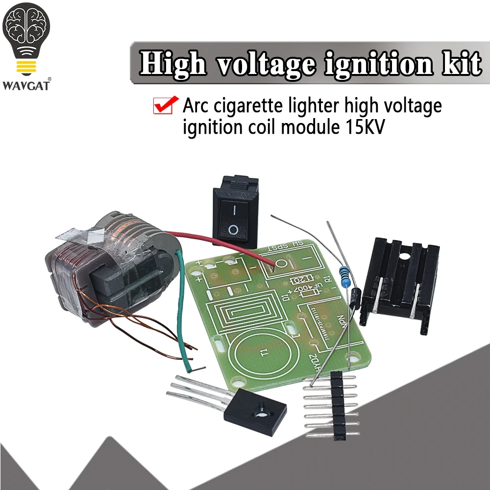 15kv alta frequência dc alta tensão de ignição a arco gerador inversor impulso step up 18650 kit diy u núcleo transformador suite 3.7v