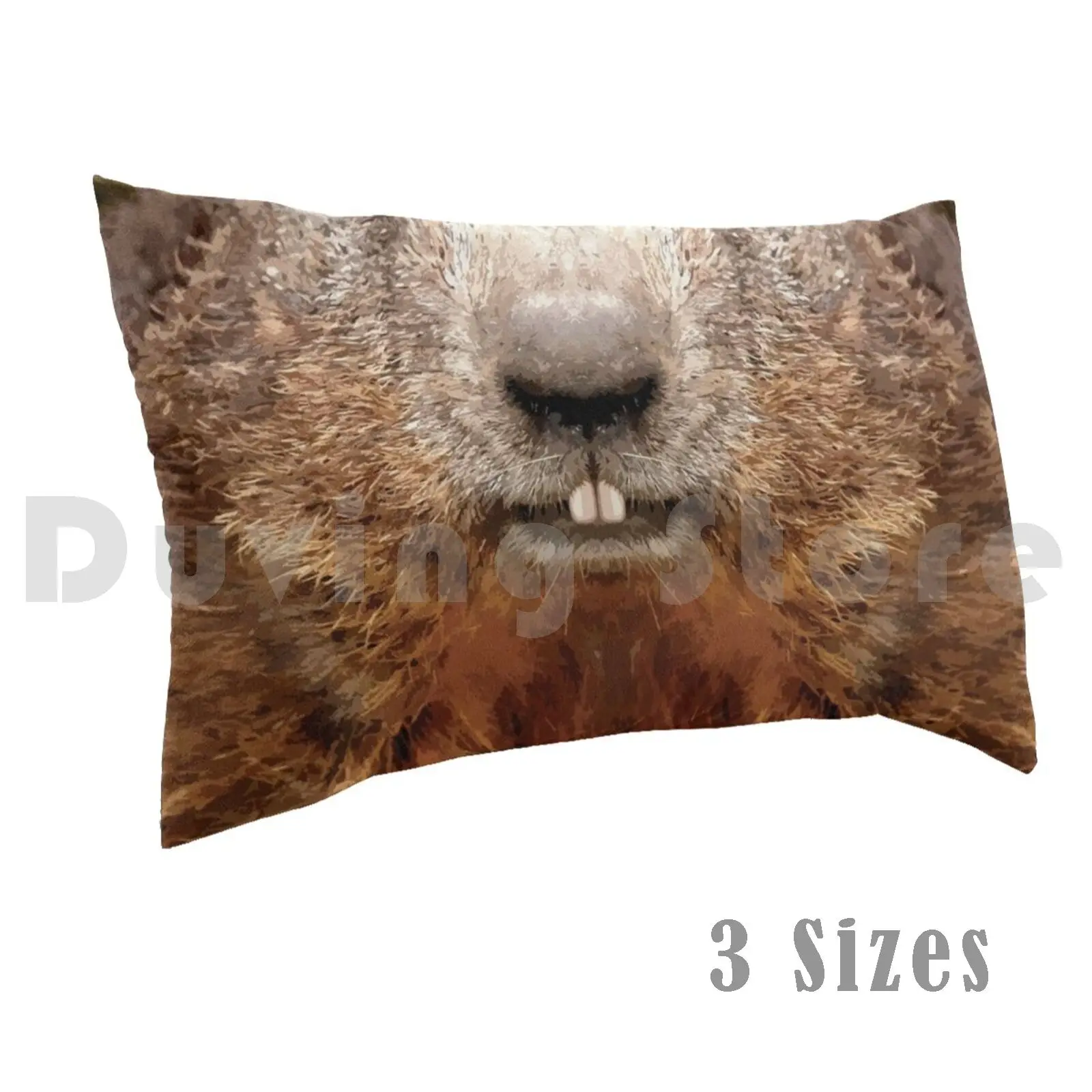 Beaver Face Pillow Case Printed 50x75 Beaver Teeth Wild Smile Smiling Face Lips Animal Nature Funny Pet Hairy