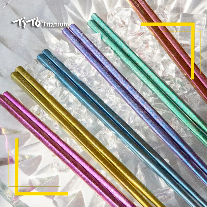 TiTo Titanium Colorful Pure  Household Chopsticks Outdoor Tableware for Camping Picnic Hiking Traveling Chopsticks
