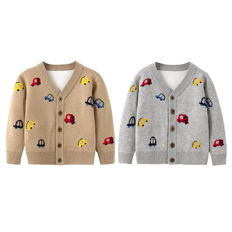 Children Spring And Autumn Excavator Printed Cardigan Sweaters Deer Sweater Alligator Prints Sweaters Christmas Deer  Kids Cloth