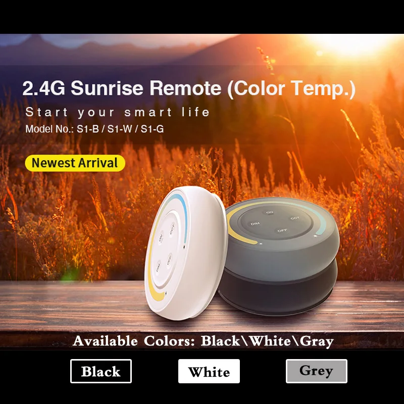 2.4G Sunrise Wireless RF Round Color Temperature Remote Control 3V Compatible with MiBOXER Brightness CCT Serie Products FUT035S