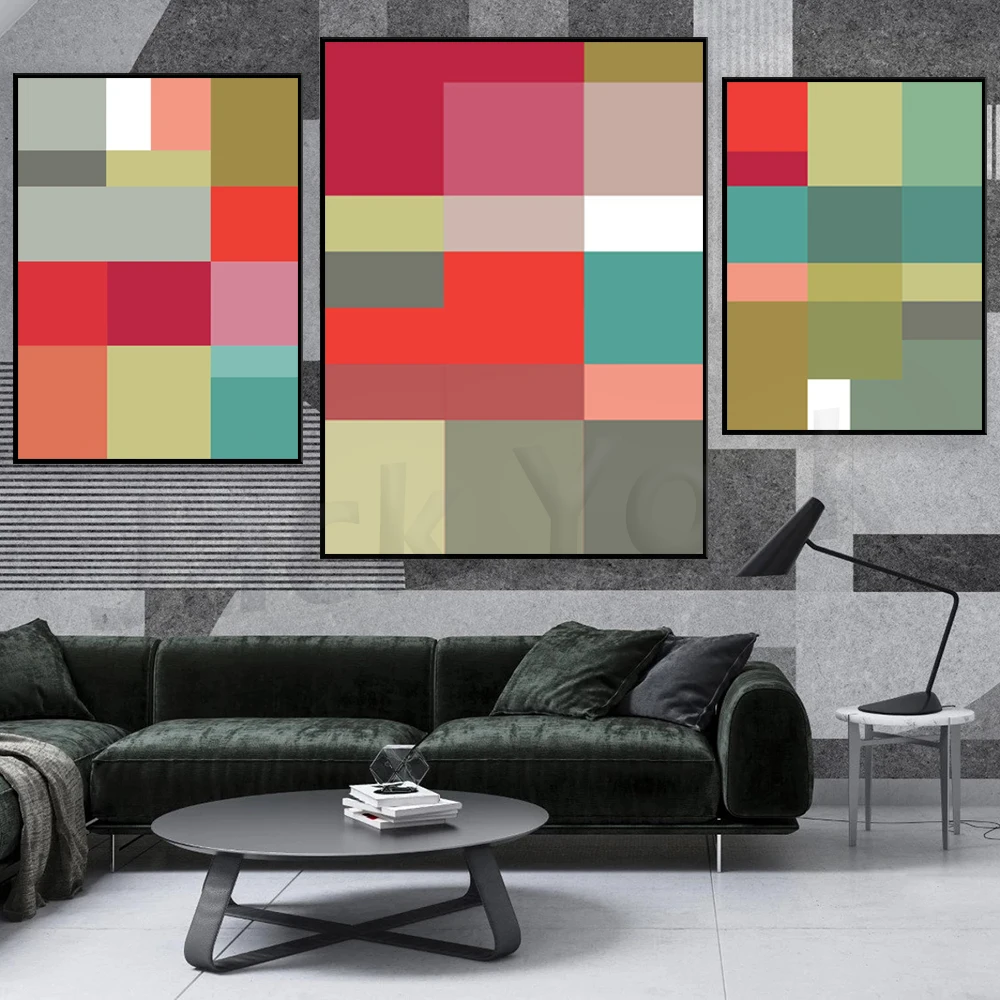 Color Abstract Wall Art,Contemporary Bauhaus print, Mid Century modern Geometric Wall Art