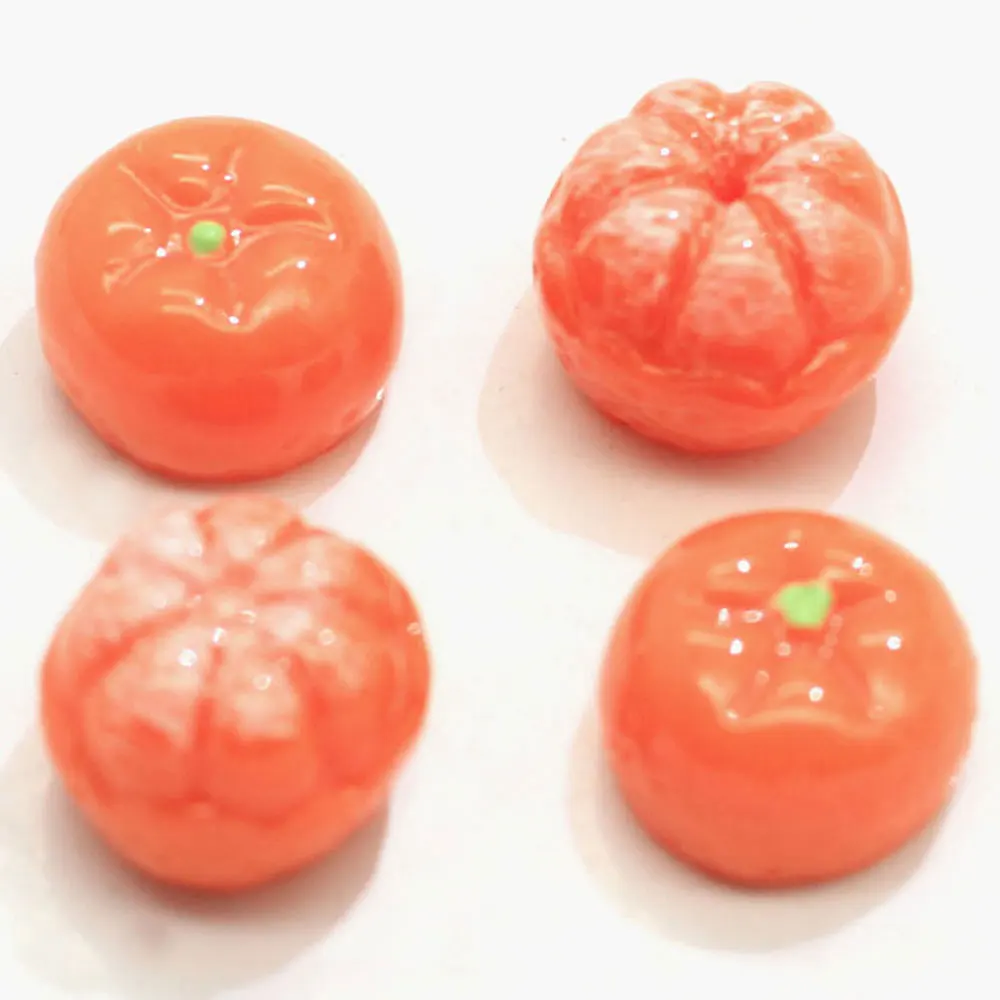 Kawaii Red Round Flatback Resins Orange Mini Fruits Cabochon Charms for Hair Clip Hairpin DIY Craft Jewelry Decoration