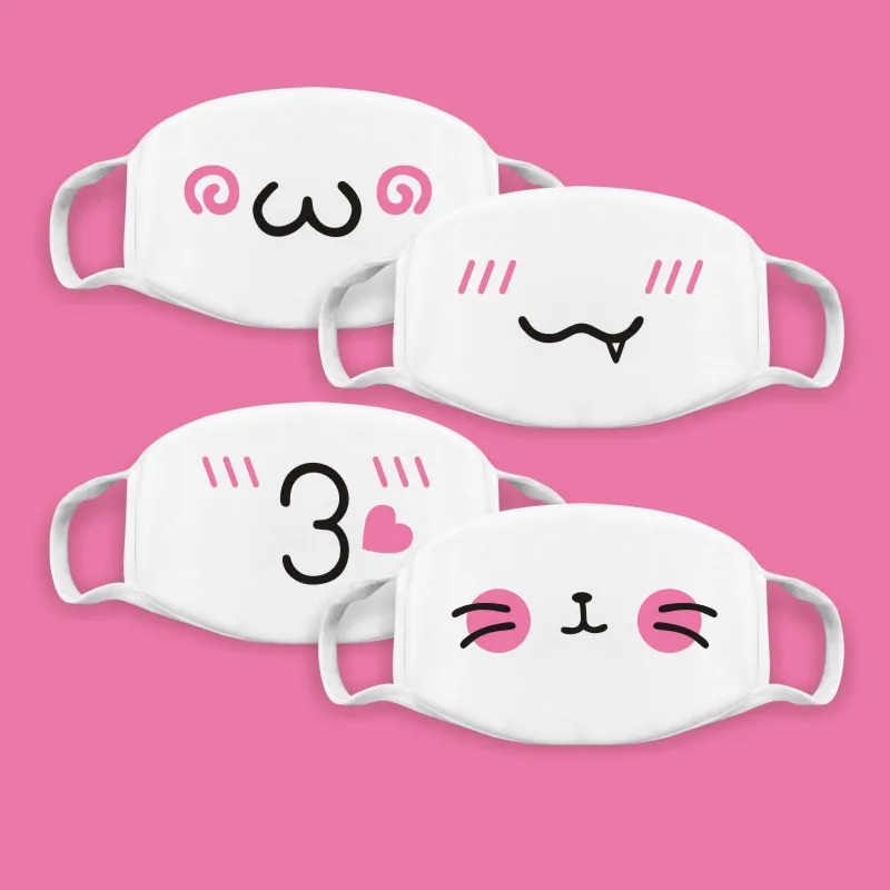 Masque buccal en coton Kawaii Anime Expression, masques respirants en polaire, masque buccal unisexe coréen, accessoires