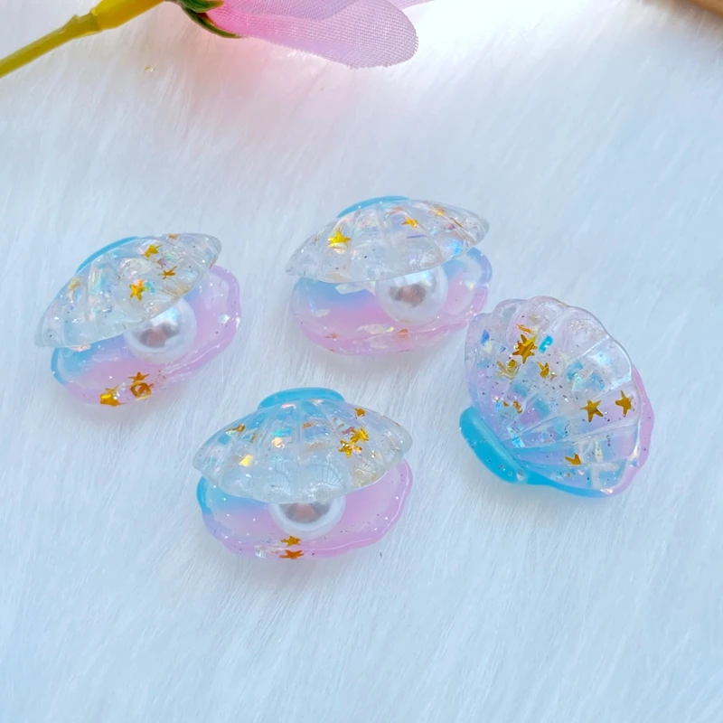 10Pcs New Cute 3D Shiny Shells Flat Back Resin Cabochons Scrapbooking DIY Jewelry Craft Decoration Accessorie Q24