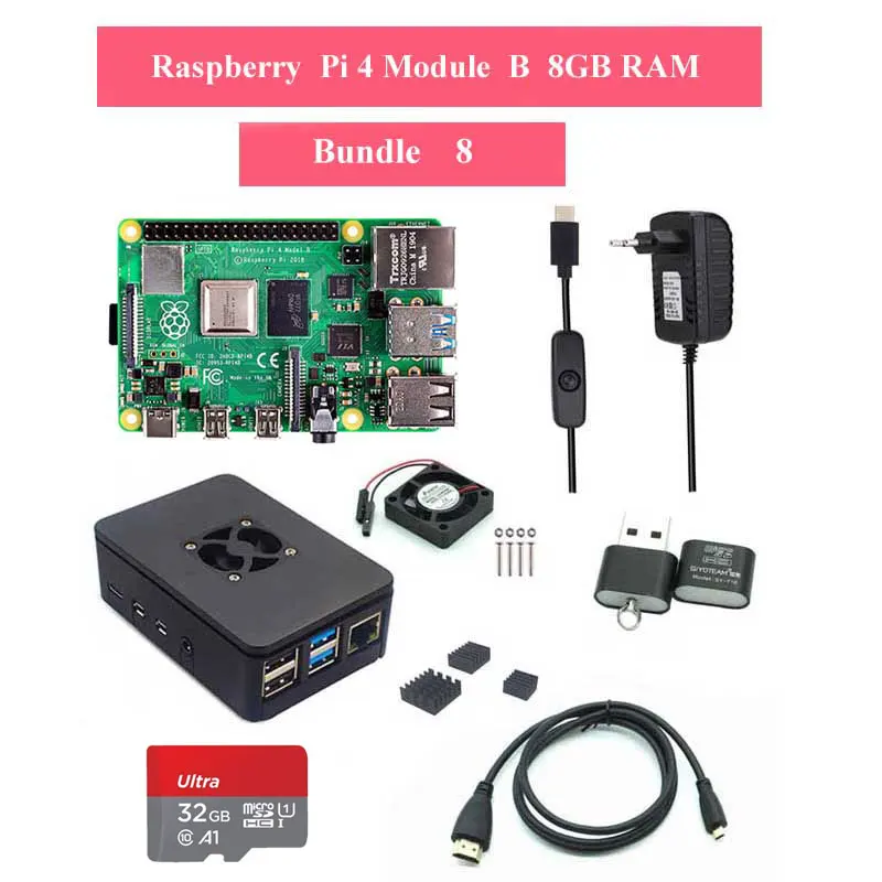Raspberry Pi 4 Model B 2/4/8GB RAM + Case + Fan + Heat Sink +