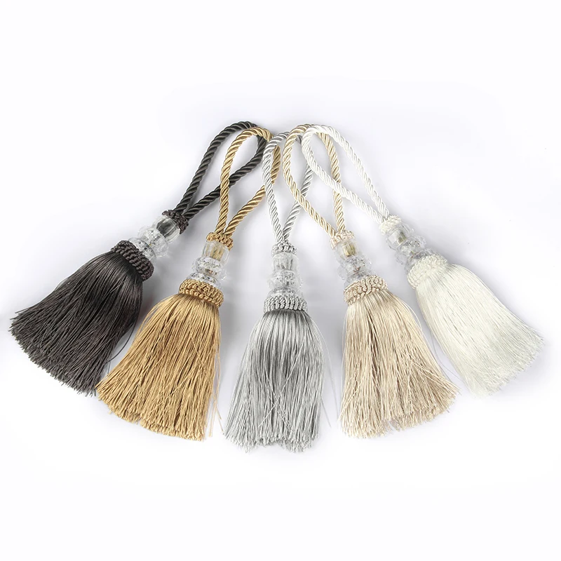 1Pc Tassel Fringe Trim DIY Craft Tassels Crystal Beaded Hanging Key Tassels Sewing Room Curtain Accessories Tassels Ribbon