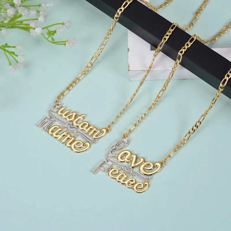 DUOYING2021 E Girl Style Jewelry Custom Necklace Personalized Name Necklaces Double Heart  Necklaces for  Valentine's  Day Gifts