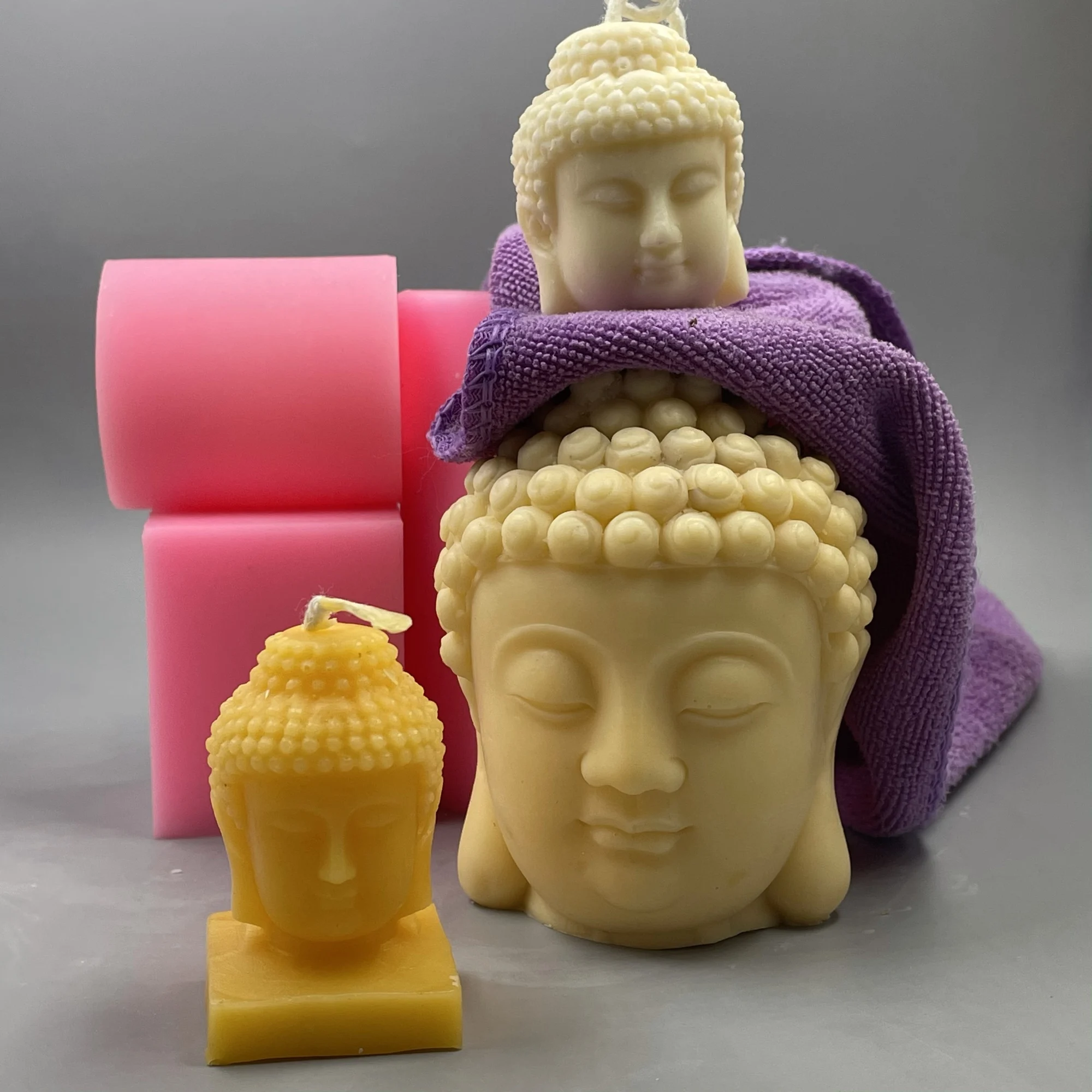 Mini Buddha Head Candle Molds, Wax Resin Epoxy, Gypsum Crafts Mold, Decorating Silicone Mold for Candle Making