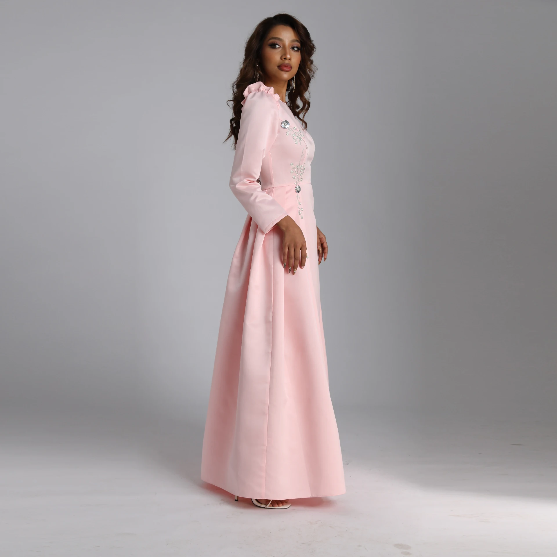 Novo vestido de baile de formatura de noite longa com lantejoulas bordado elegante moda feminina vestido muçulmano