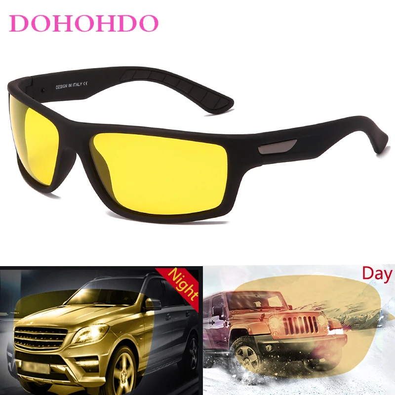 DOHOHDO Fashion Night Vision Glasses Men Polarized Sunglasses Women Classic Yellow Lens Eyeware Driver Anti-glare Goggles Gafas