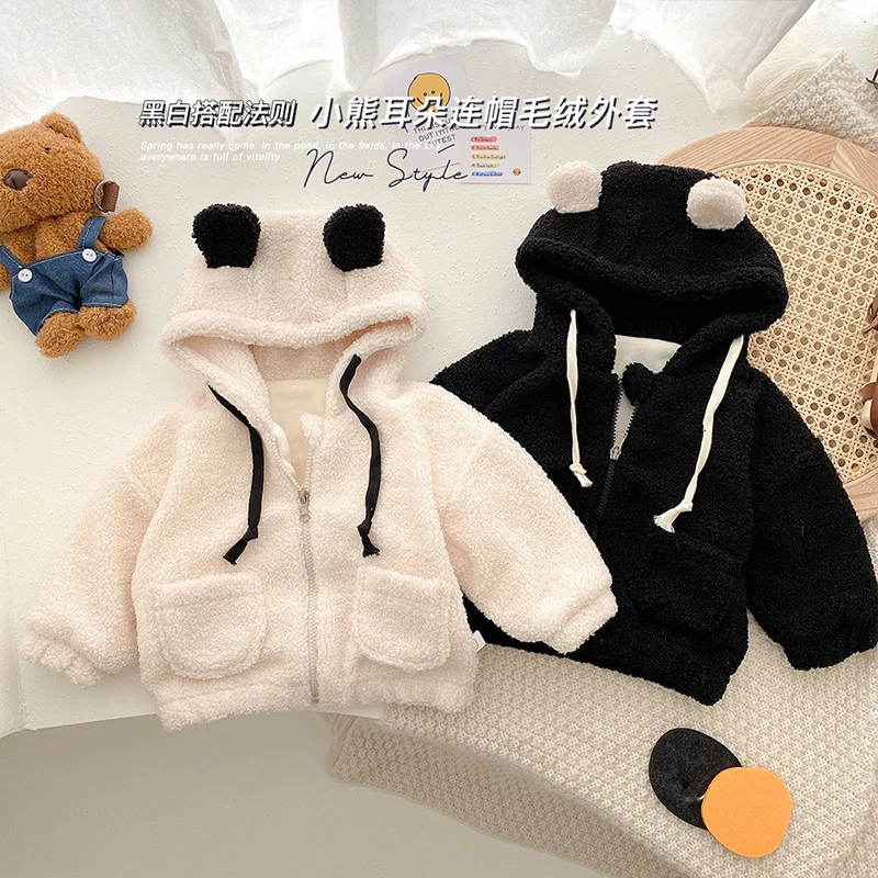 

0-4 Year Baby Winter Jacket For Girls Coat Cute Bear Hooded Children Outerwear Fashion Kids Boys Warm Top Toddler Infant Clothes