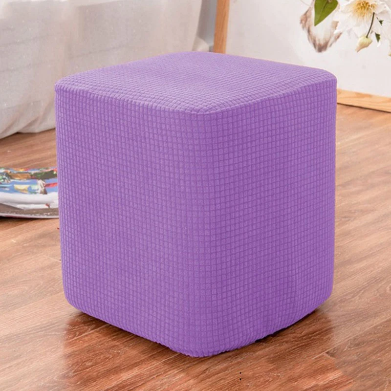 NEW Elastic Ottoman Slipcover Solid Color Rectangle Round Sofa Footstool Cover Case Stretch Storage Protector Covers