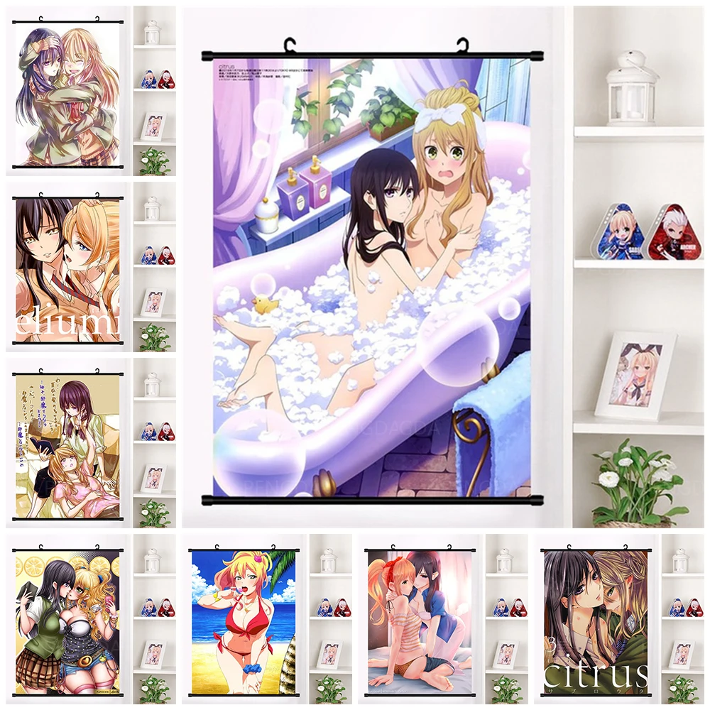 Citrus Hanging Painting Anime Character Poster Sexy Girl Picture Wall Art Home Living Room Decor Plastic Scroll Canvas HD Prints