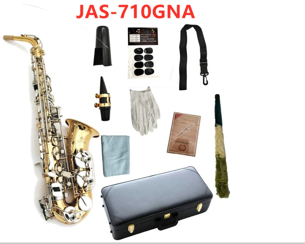 

JUPITER JAS-710GNA Student Alto Saxophone Eb Tune E Flat Brass Sliver keys Musical instrument Professional With Accessories