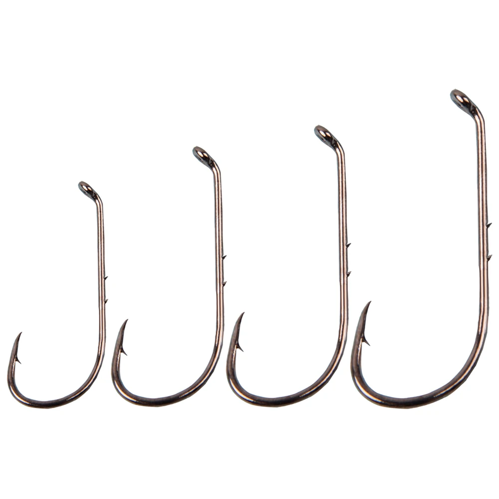 30pcs  High Carbon Steel 9292 Baitholder Shank Barbed Fishing Hooks Trout Salmon Worm Fishooks Size 1# 2# 1/0 2/0