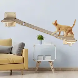 Wall Mounted Cat Climbing Ladder Wood Kitten Stairs Cat Climbing Frame Safe Pet Furniture Play House Pet Stairs Step Dropship