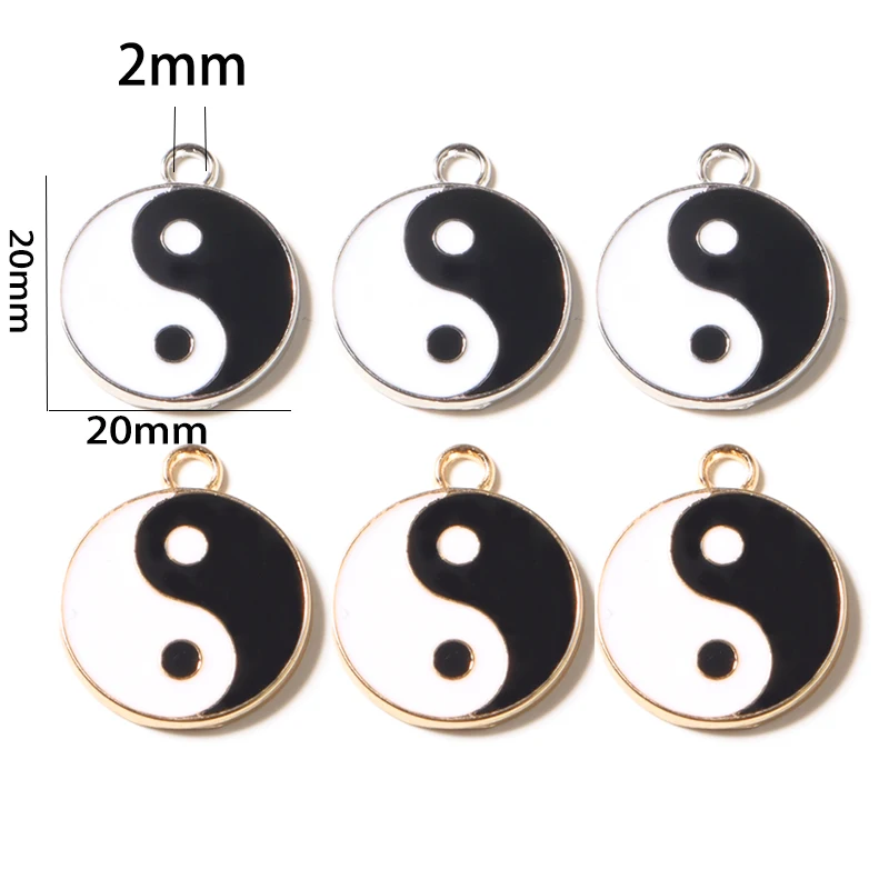 10pcs Yinyang Charms Black & White Enamel Charms For Jewelry Making Metal Drop Oil Charms Handmade Pendant For Diy Bracelet