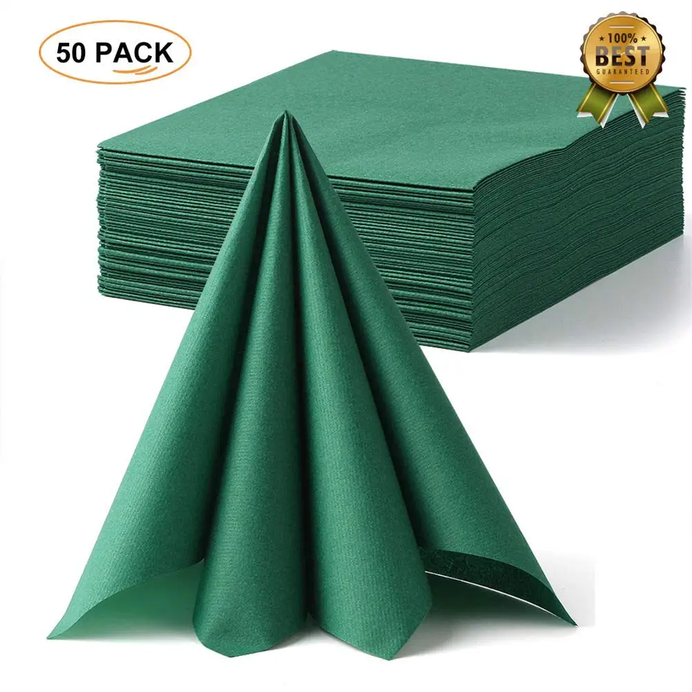 Servilletas de papel desechables para invitados, servilletas verdes, toallas de mano para cena, toalla Airlaid, decoraciones de mesa para fiesta de