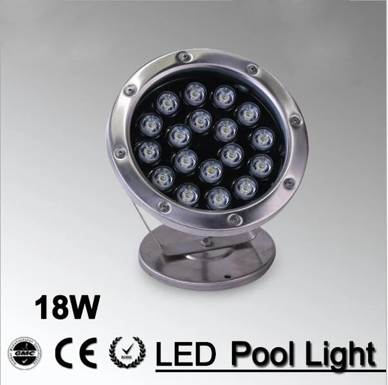 5pcs/lot RGB Led Led Pool Light IP68 DC12V 24v 18W Stainless Steel Led Underwater Lights  Swimming Pool Led For Ponds Fountain