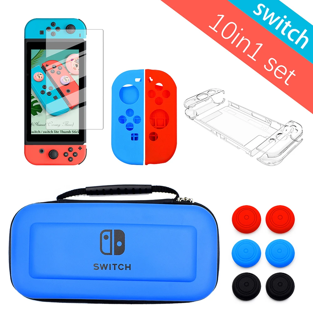 Набор аксессуаров для игровых приставок «10 в 1», Дорожный Чехол для консоли Nintendo Switch, чехол NS, Защитная пленка для экрана JoyCon