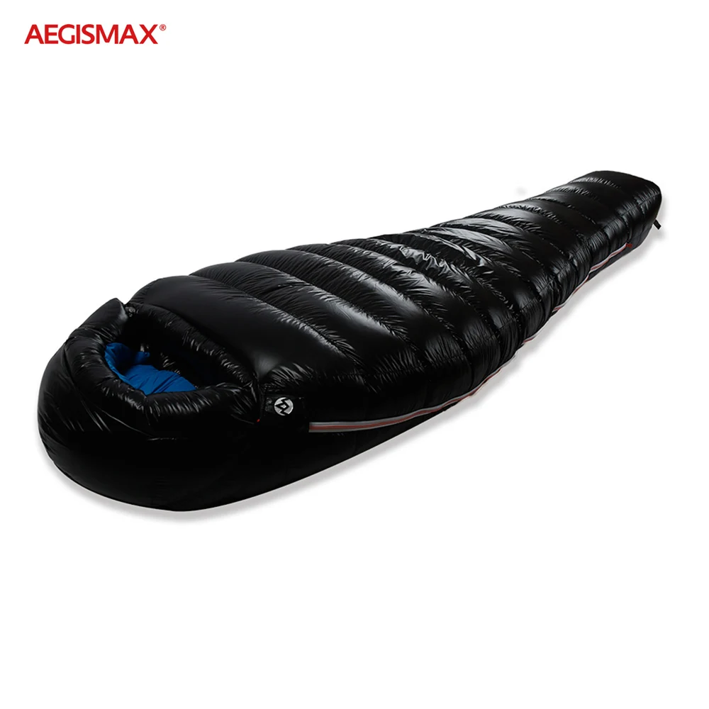 AEGISMAX D Camping Sleeping Bag FP650+ Thicken 10℉~23℉ Warm Mummy Type Sleeping Bag 90% White Duck Down Outdoor Winter Windproof