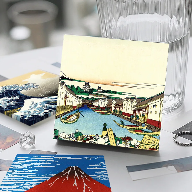 50 Sheets/Set Katsushika Hokusai Art Painting Series Sticky Note Kanagawa Surfing Mount Fuji Memo Pads Stationery Supplies