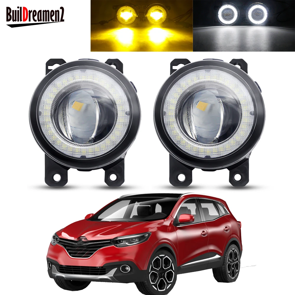 2 X Car Angel Eye Fog Light Assembly LED Lens Fog Daytime Running Lamp DRL 30W H11 12V For Renault Kadjar 2015 2016 2017 2018