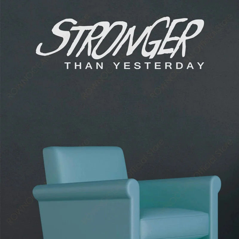 Stronger Than Yesterday Gym Wall Stickers Vinyl Home Gym Decor Motivational Quotes Workout Fitness Decals Decoration Murals 4895