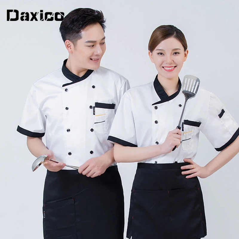 Summer Breathable Restaurant Chef Jacket Man Cafe Kichen Waiter Uniform Double Breasted Sushi Bakery Catering Cooking Clothes