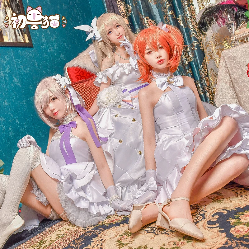 

Fate/Grand Orde FGO Concert Mash Kyrielight Mary Gudako White women Dress Halloween Christmas Cosplay Costume