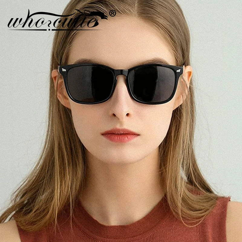 Vintage Polarized Sunglasses for Women Men Brand Design Tortoise Rectangle Frame Classic Rivets Trendy Stylish Sun Glasses UV400