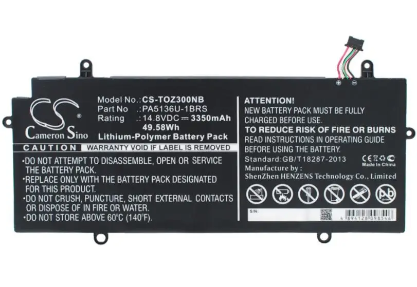 

cameron sino 3350mah battery for TOSHIBA Portege Z30 Z30 Ultrabook Z30-002 Z30-00N004 Z30-00Q005 Z30-A 18J Z30-A Y0433