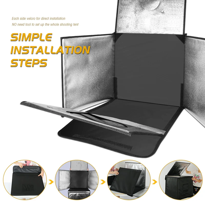Photo Studio Box Portable Lightbox Tabletop Shooting PVC Backdrop Tent Photography Box Softbox Set for Items Display 45/65/80 cm
