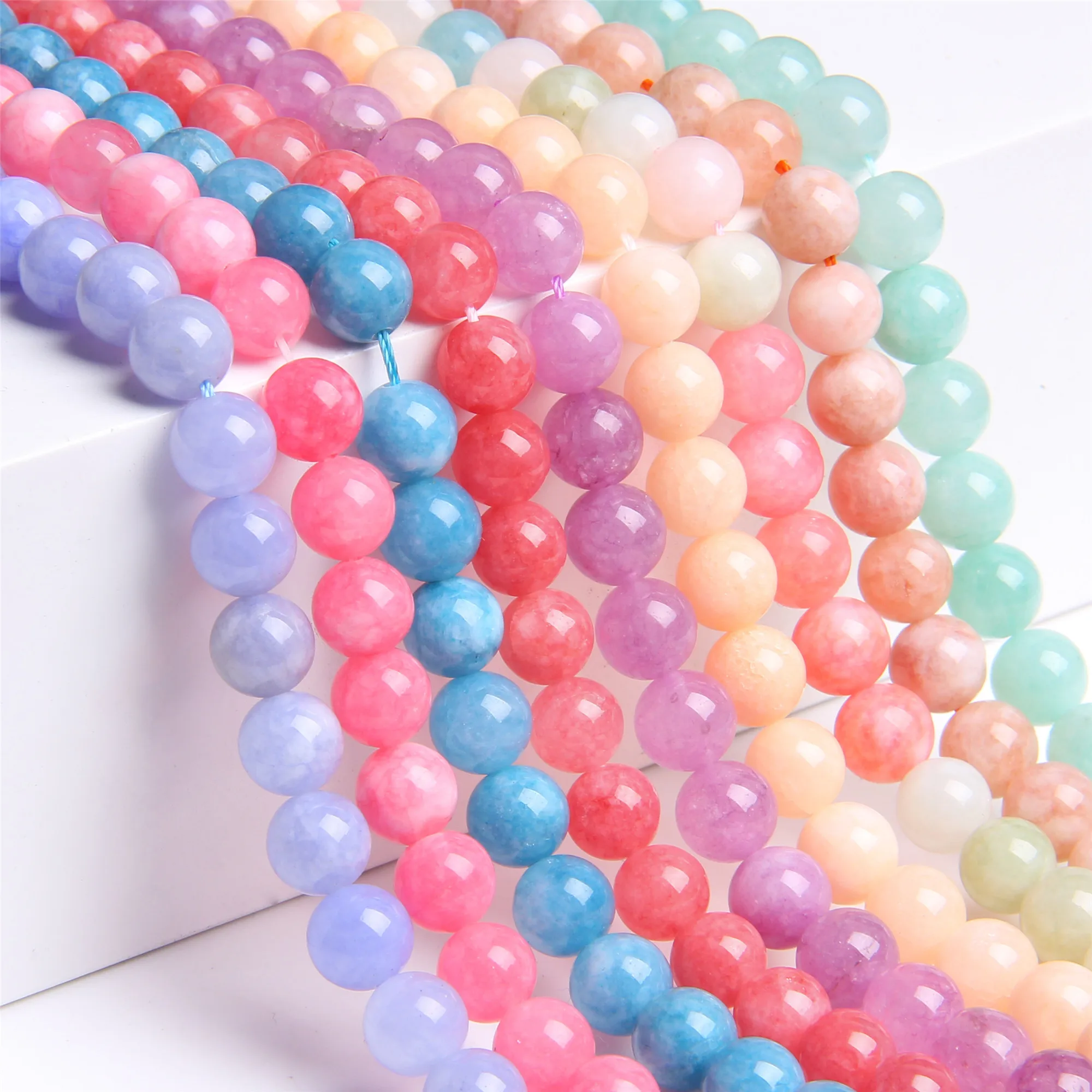 6-12mm Natural Polish Angelites Beads Smooth Angelite Gems Angel Stone Crystal Multi Colors Chalcedony Beads for Jewelry Making