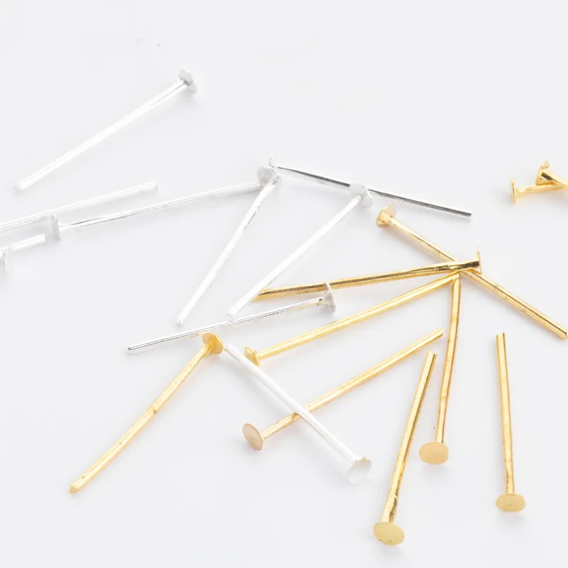 200pcs/lot Flat Head Pins 20 30 40 50mm Gold Color Rhodium Metal Headpins For Jewelry Findings Making DIY Accessories Supplies