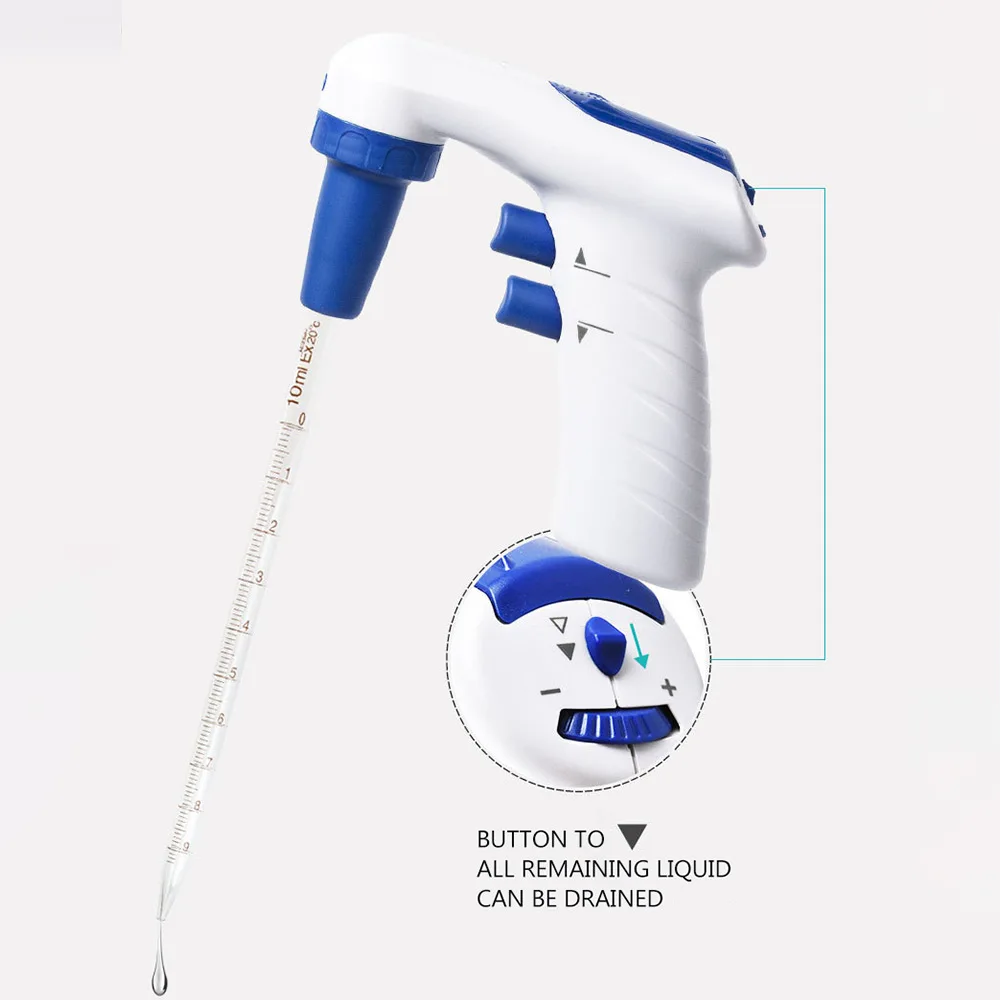 Pistola de pipeta eléctrica de gran capacidad para laboratorio, herramienta de ayuda de succión, bomba de pipeta ajustable, 0,1-200ml