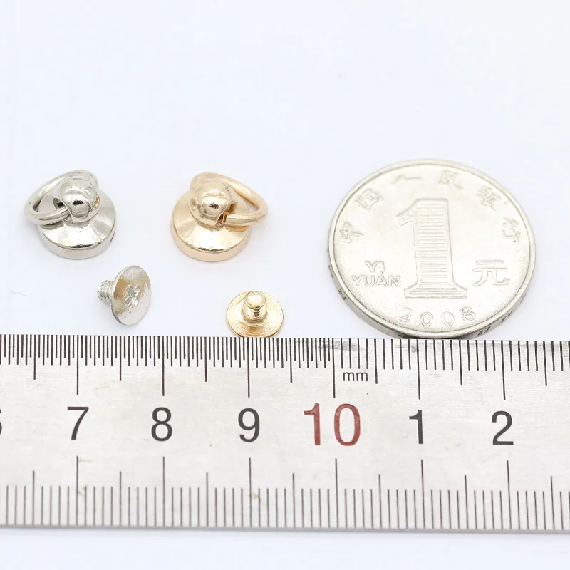 20p 9.5mm Gold Nickel Hematite Solid Metal Button O Ring Round Head Stud Screwback Leather Craft Bag Chicago Screw Nail Rivet