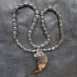 Wild Teeth Tibet Silver Tiger Amulet  ,buddha Head Beads   Statues et Sculptures Favorites Decoration Gift