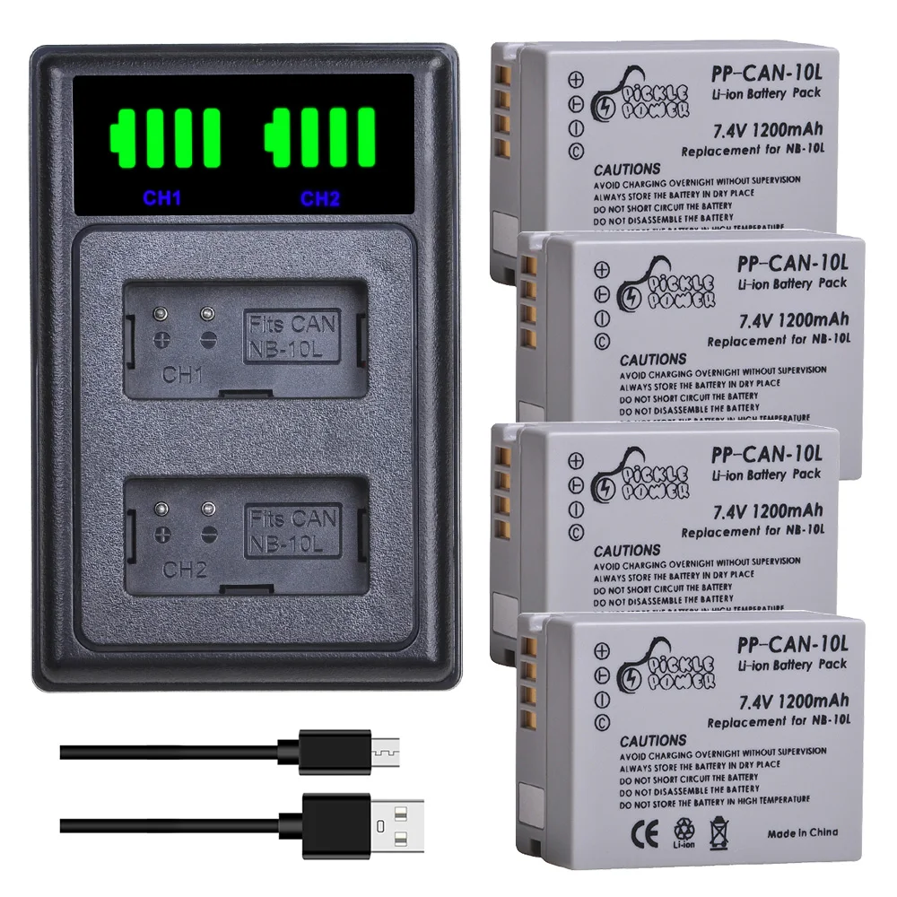 

PicklePower NB 10L NB10L Battery/ Charger for Canon 1100D G1X G15 G16 PowerShot SX40HS SX50HS SX60HS SX40 SX50 SX60 HS