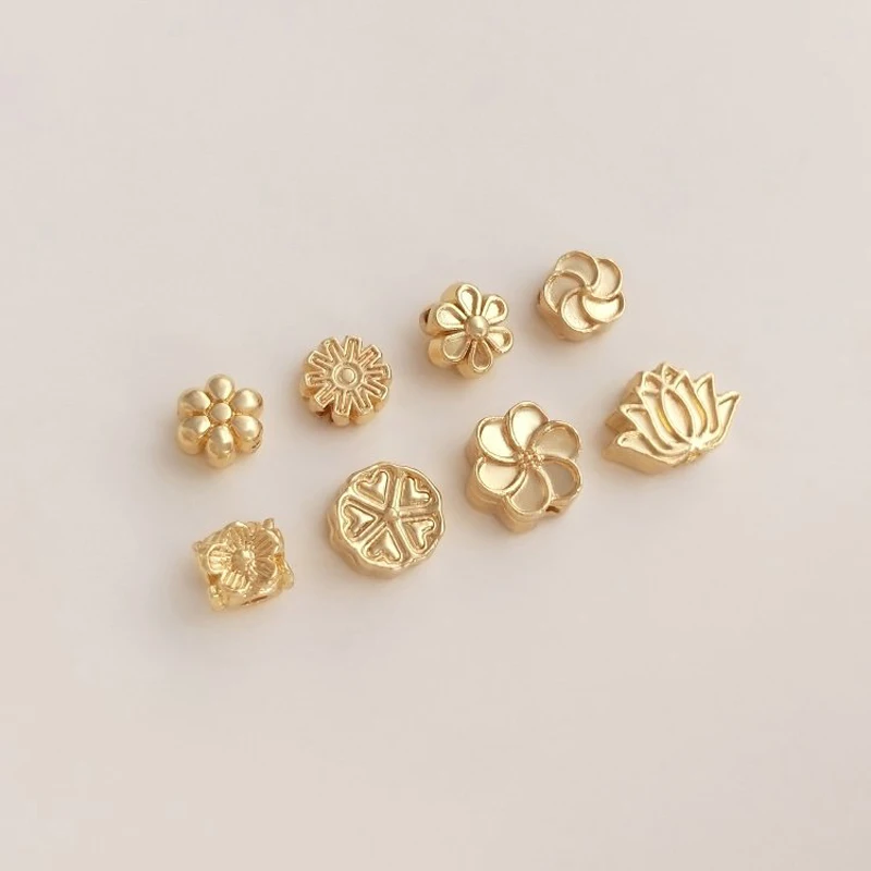 20PCS Beads for Jewelry Making Gold Plated Bracelets Flower Spacer Bead Charms for Jewelry Making DIY Brass Accessories