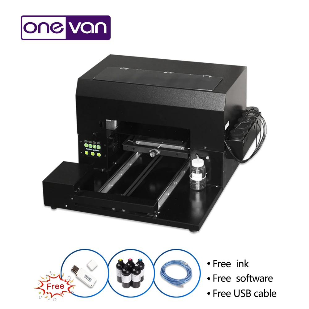 ONEVAN.Epson R1390 UV printer, flatbed printing machine, embossed effect printer. UV printer in A3 format