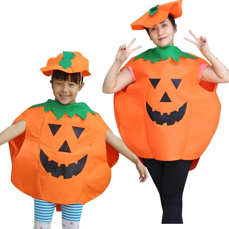 Party Masquerade Show Adult Children Cute Funny Personality Pumpkin Costume Smiley Face Hat Bag Boys Girls Orange  Halloween